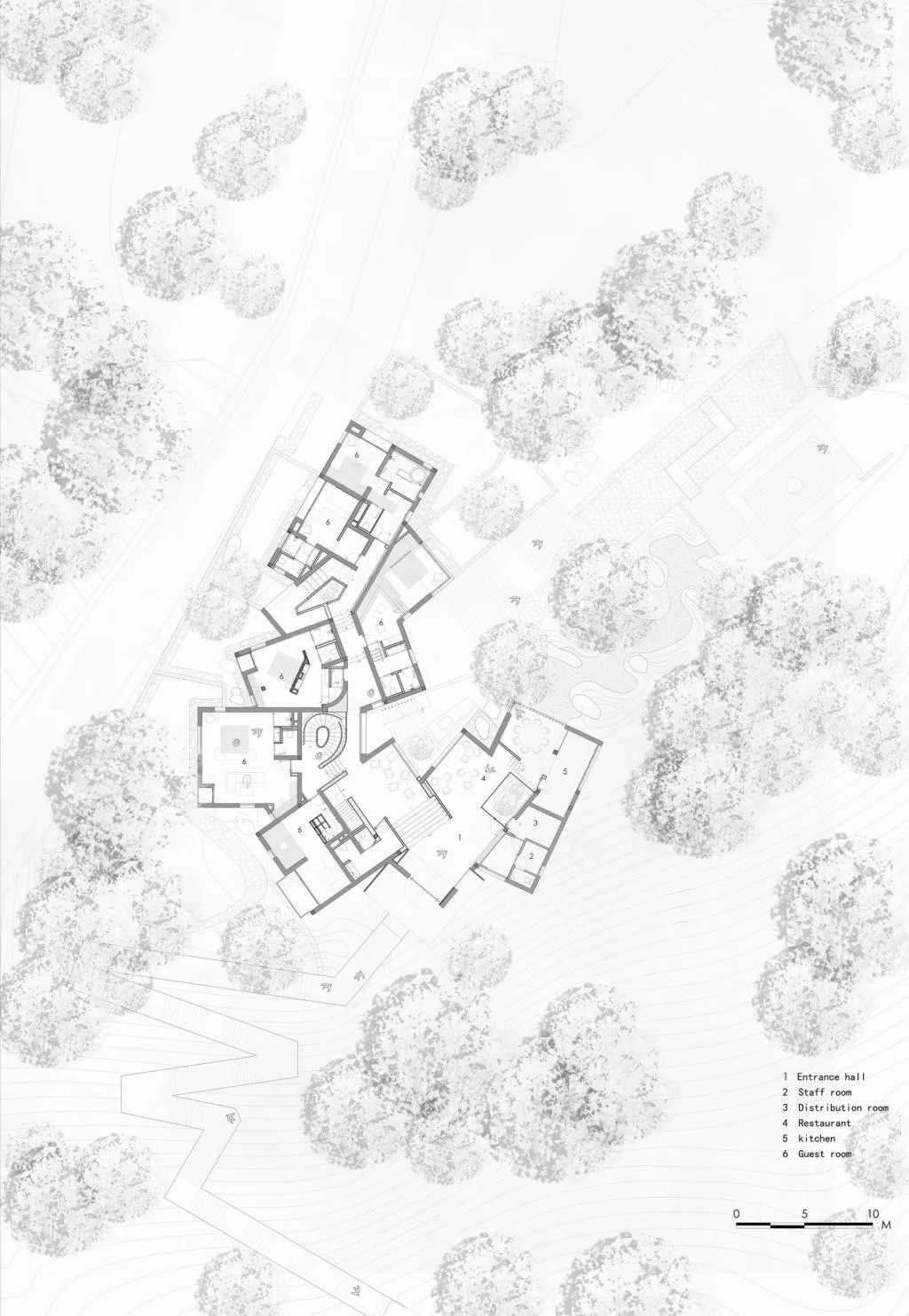 BIM Architecture | Red Stone Houses in High Mountains, Flowing Waters, and Pine Forests/Plain Architecture Design Firm