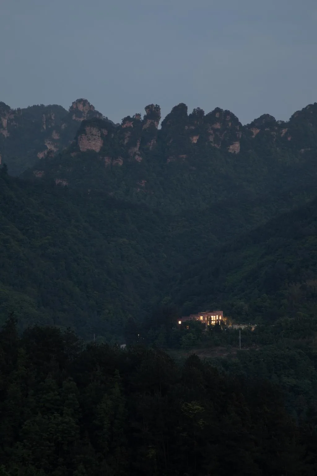 BIM Architecture | Red Stone Houses in High Mountains, Flowing Waters, and Pine Forests/Plain Architecture Design Firm