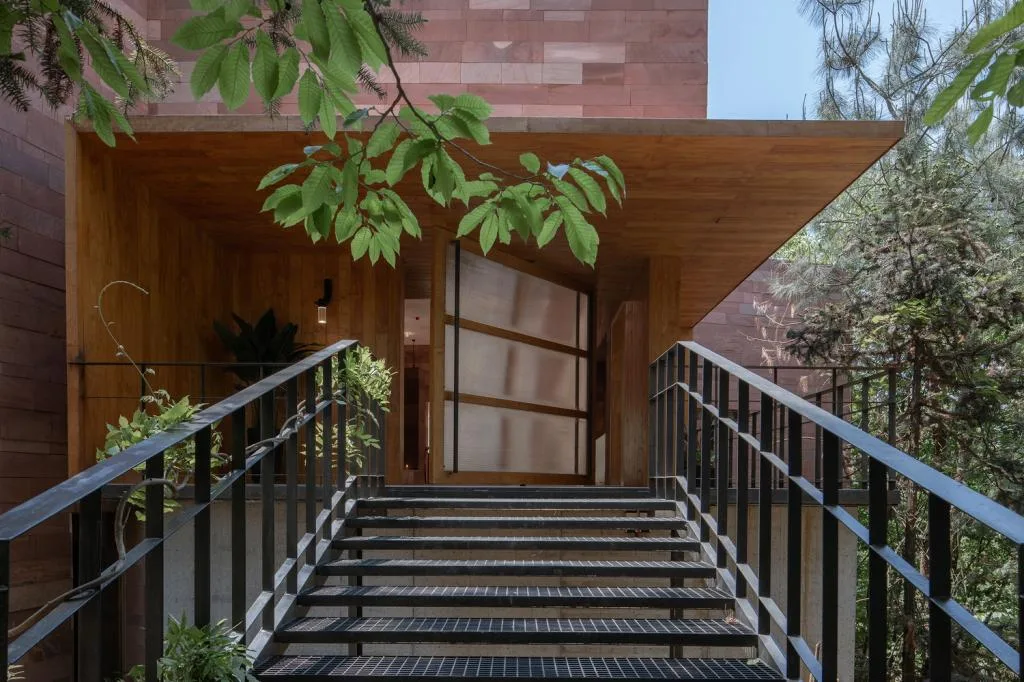 BIM Architecture | Red Stone Houses in High Mountains, Flowing Waters, and Pine Forests/Plain Architecture Design Firm