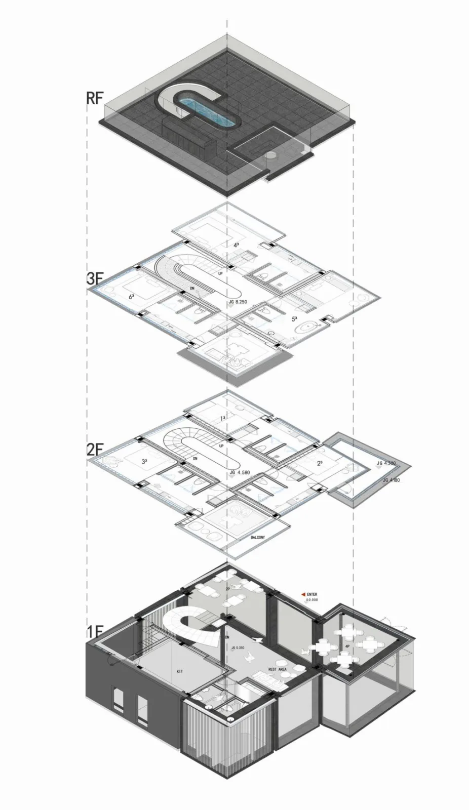 BIM Architecture | Jungle Cube 12 ³ - Shallow/Plain Architecture Design Firm SUA