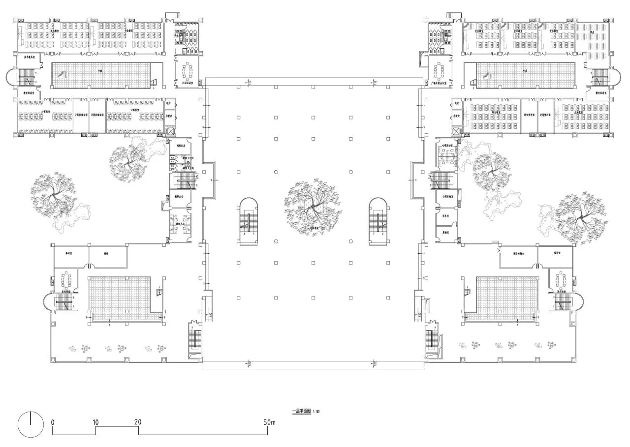 BIM Architecture | 'Harmony' and 'Harmony' Hall, Hall and Court: Architectural Design of Xi'an Aerospace City No.1 Middle School/Architectural Design and Research Institute of Xi'an University of Architecture and Technology
