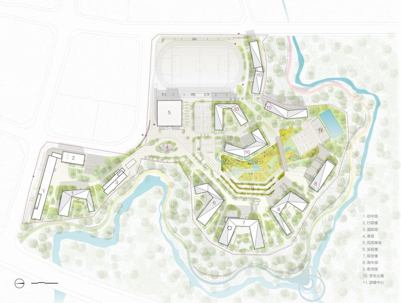 BIM Architecture | Southwest University Affiliated Middle School Liangjiang Campus: Disappearing High Density Campus/Gad