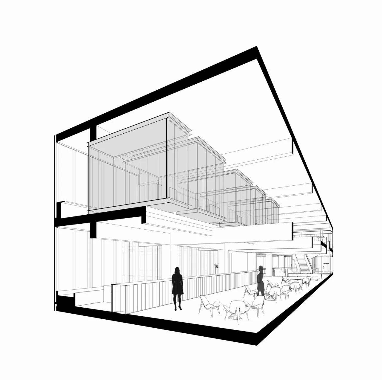 BIM Architecture | Introducing Suspended Meeting Rooms into Mobile Office Space/JSPA Design