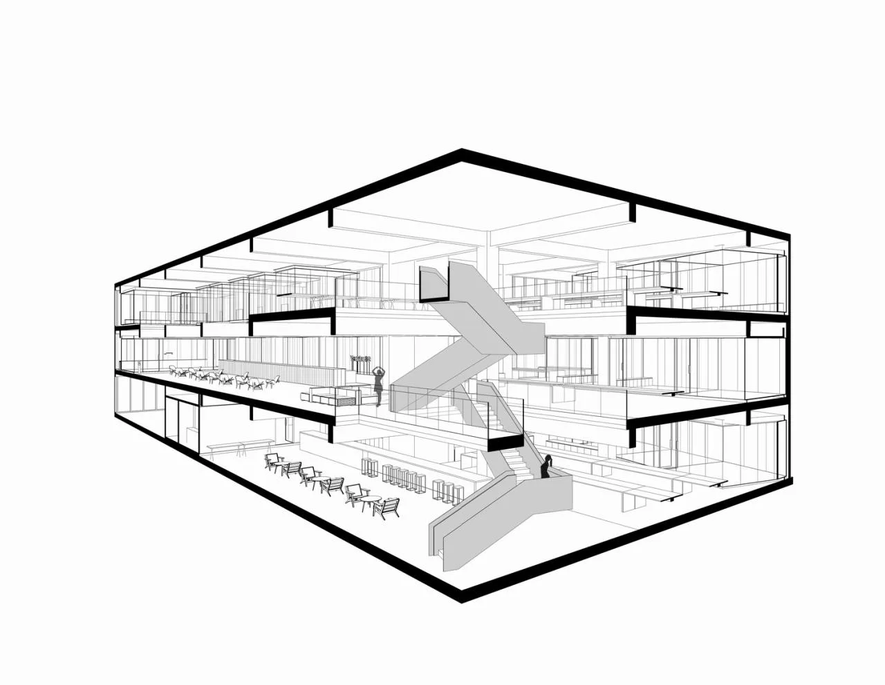 BIM Architecture | Introducing Suspended Meeting Rooms into Mobile Office Space/JSPA Design