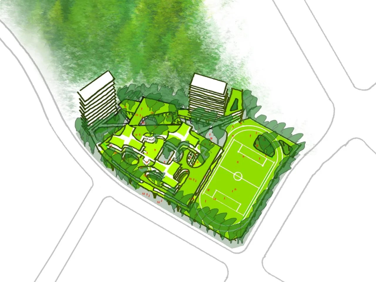 BIM Architecture | Mountain School: Shenzhen No.33 Senior High School (Bid Candidate)/Shanghai Huadu Architectural Planning and Design Co., Ltd