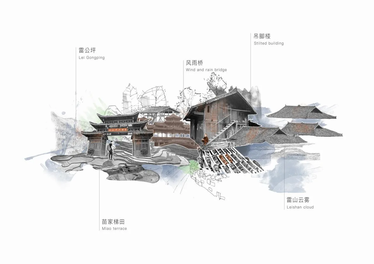BIM Architecture | Leishan Cloud House: Scheme Design for Xijiang Qianhu Miao Village Cultural Center/Outsiders Architecture