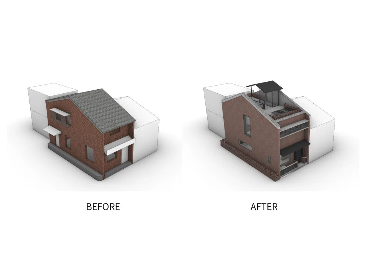 BIM building | 80 square meter cabin renovation: One stack/original building