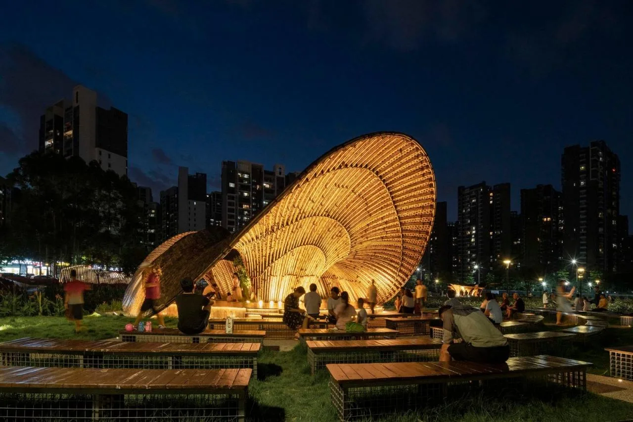 BIM Architecture | Huahai Bamboo Pavilion, City Park acupuncture and moxibustion Renewal/Vertical Beam Club+School of Architecture of South China University of Technology