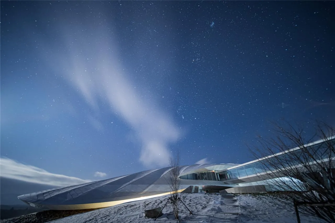 BIM architecture | Tent under the snow capped mountains | MAD design permanent venue for Yabuli Entrepreneur Forum completed