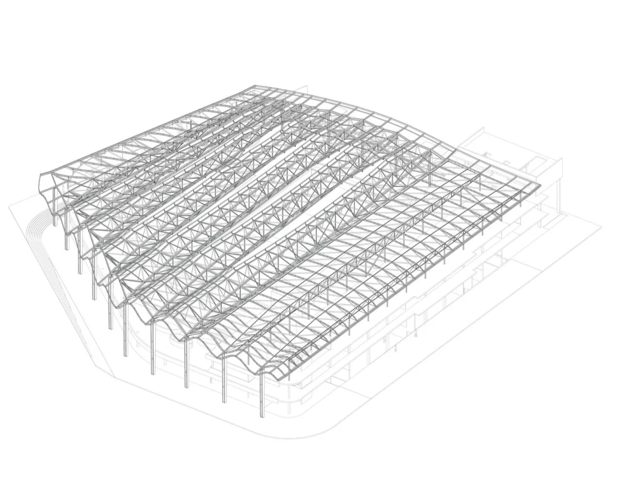 BIM Architecture | Wavy Roofing, UCPA Grand Lance Stadium/Marc Mimram