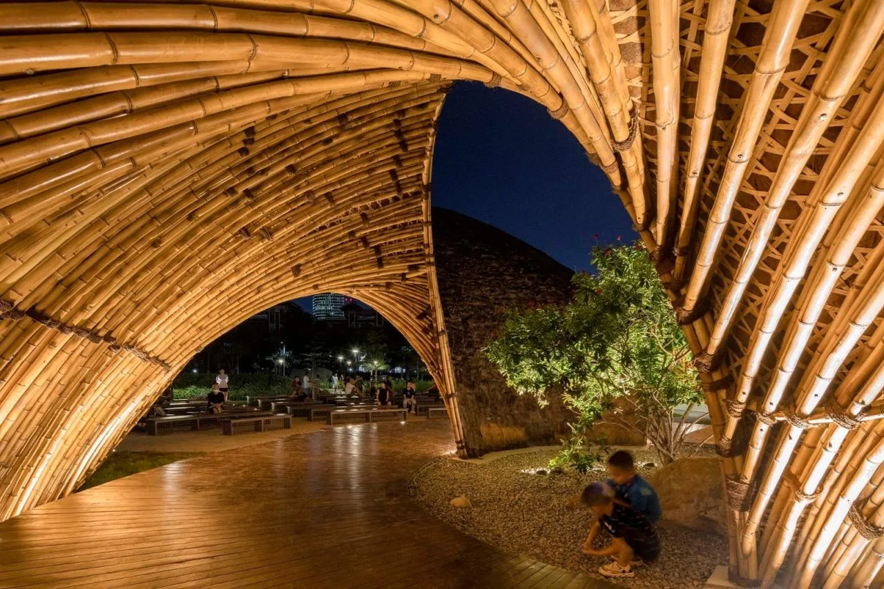 BIM Architecture | Huahai Bamboo Pavilion, City Park acupuncture and moxibustion Renewal/Vertical Beam Club+School of Architecture of South China University of Technology