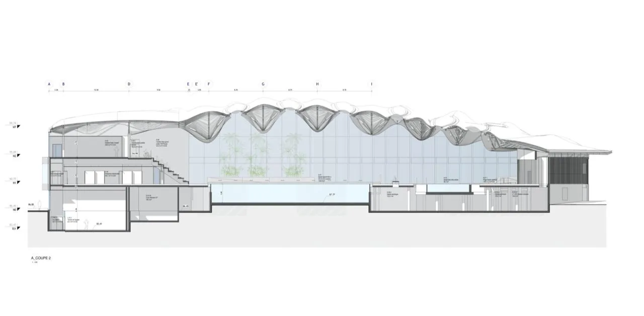 BIM Architecture | Wavy Roofing, UCPA Grand Lance Stadium/Marc Mimram