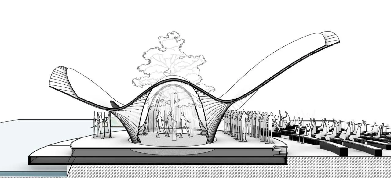 BIM Architecture | Huahai Bamboo Pavilion, City Park acupuncture and moxibustion Renewal/Vertical Beam Club+School of Architecture of South China University of Technology