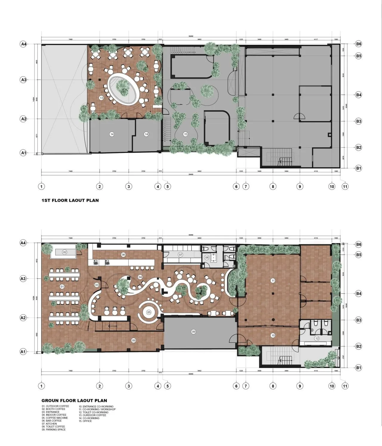 BIM Architecture | Collision of Curved Metal Grid and Red Clay Bricks: Brother Coffee Baking Shop/Red5 Studio