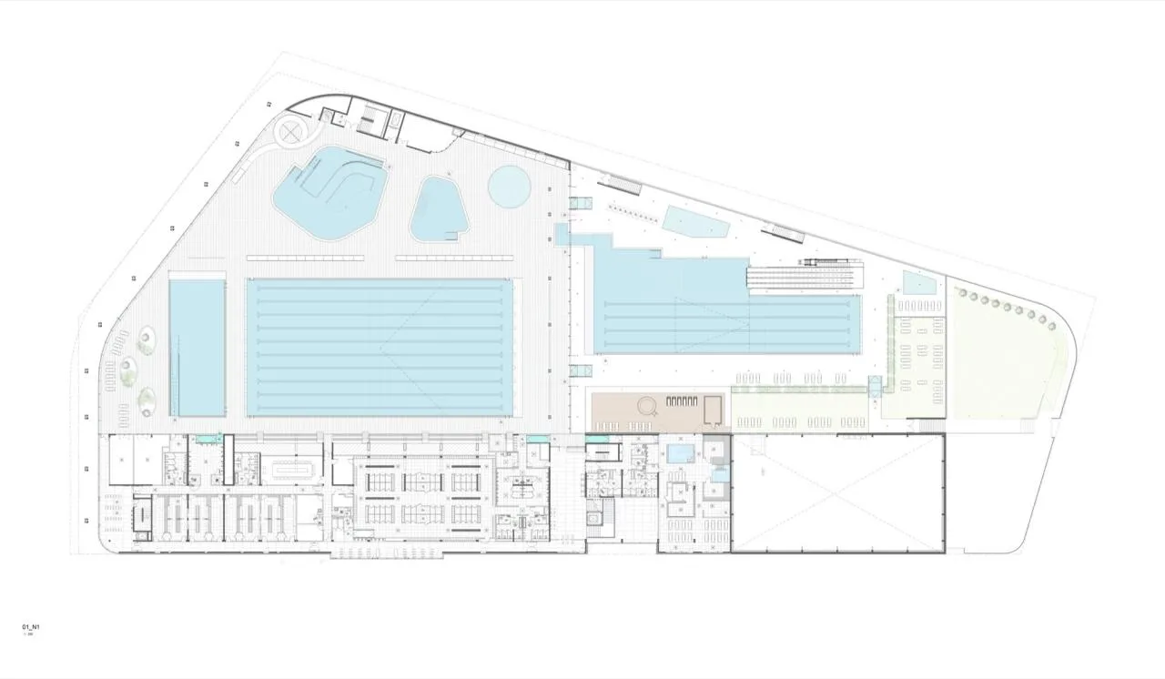 BIM Architecture | Wavy Roofing, UCPA Grand Lance Stadium/Marc Mimram