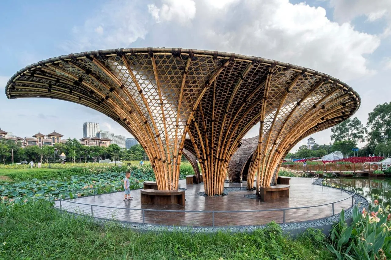 BIM Architecture | Huahai Bamboo Pavilion, City Park acupuncture and moxibustion Renewal/Vertical Beam Club+School of Architecture of South China University of Technology