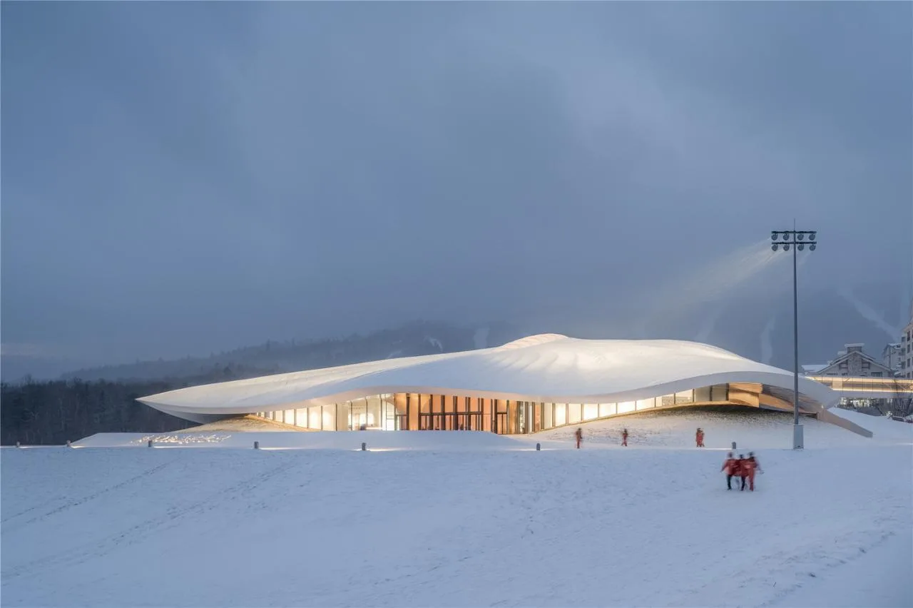 BIM architecture | Tent under the snow capped mountains | MAD design permanent venue for Yabuli Entrepreneur Forum completed