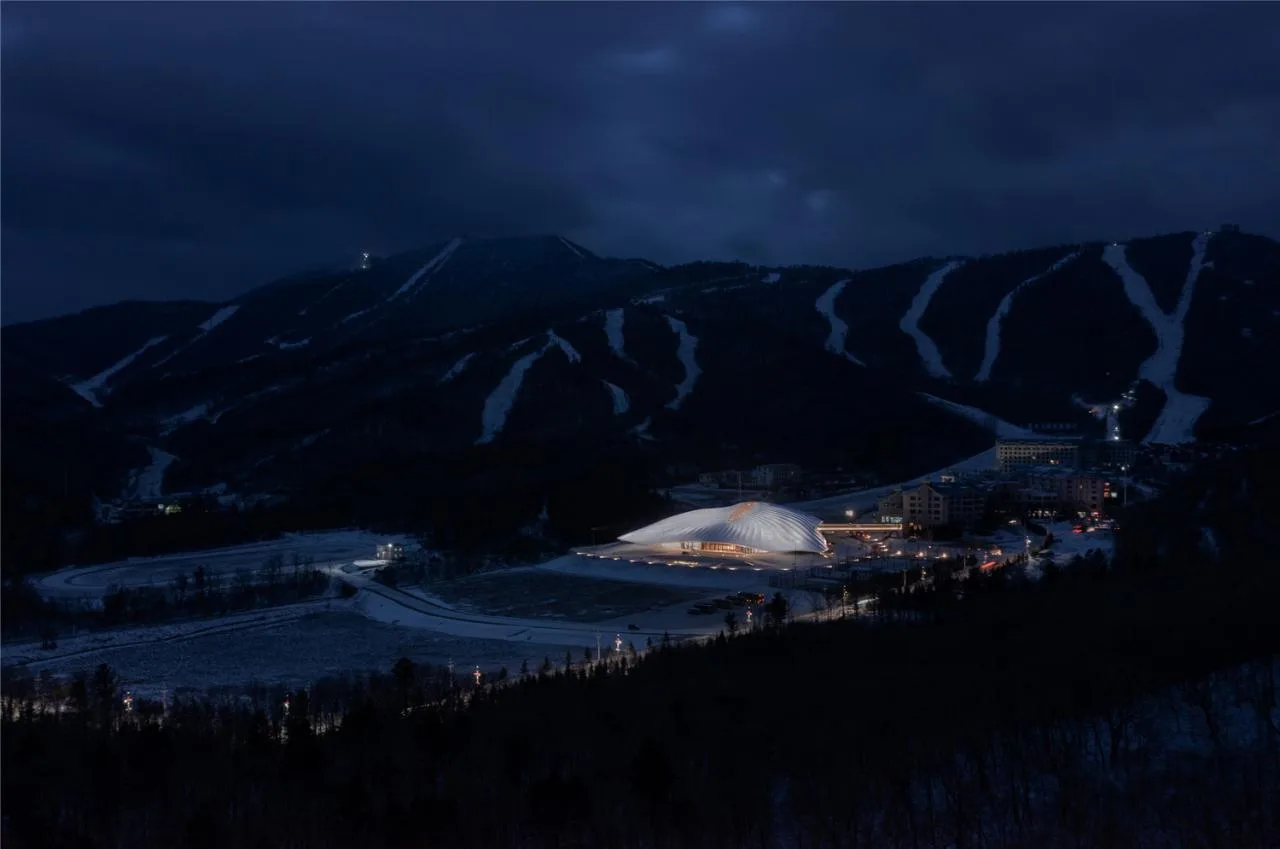 BIM architecture | Tent under the snow capped mountains | MAD design permanent venue for Yabuli Entrepreneur Forum completed