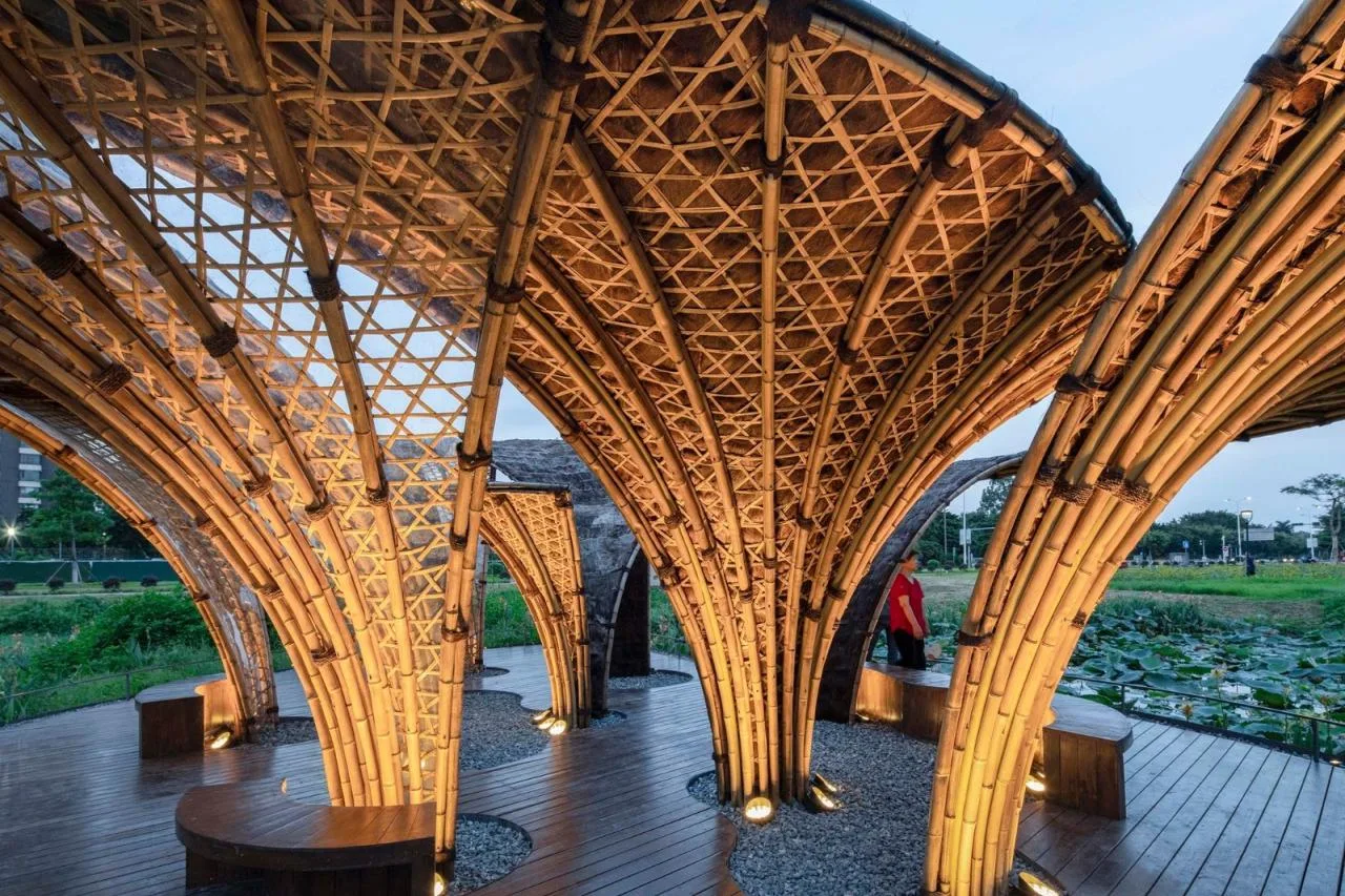 BIM Architecture | Huahai Bamboo Pavilion, City Park acupuncture and moxibustion Renewal/Vertical Beam Club+School of Architecture of South China University of Technology
