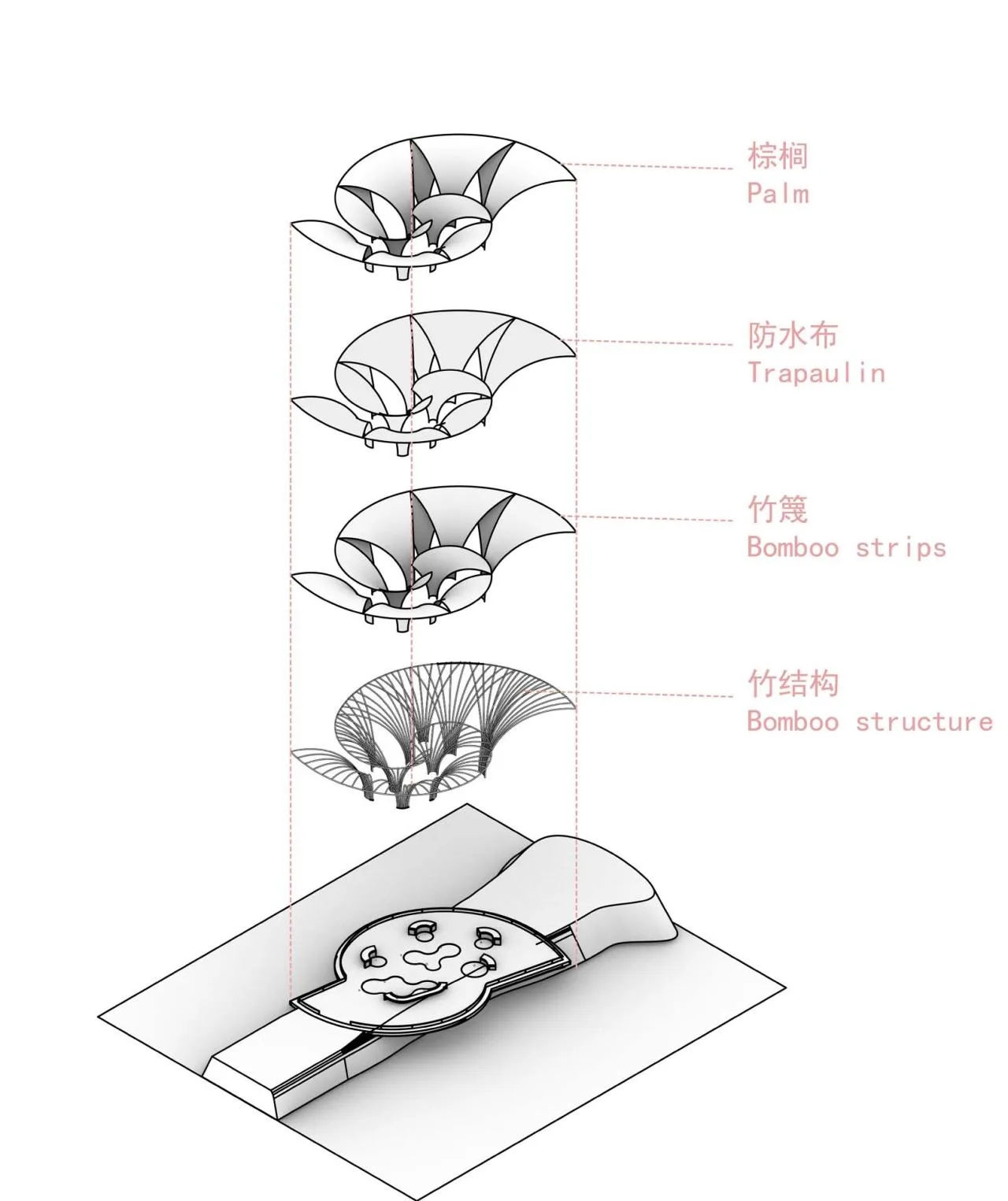 BIM Architecture | Huahai Bamboo Pavilion, City Park acupuncture and moxibustion Renewal/Vertical Beam Club+School of Architecture of South China University of Technology