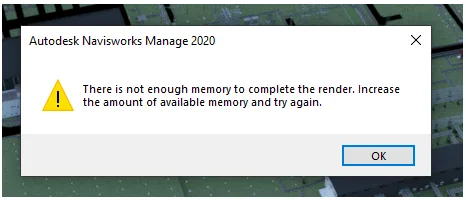 BIM skills | What should I do if navisworks experiences a memory explosion? Out of memory message occurs when executing various tasks/processes in Navisworks