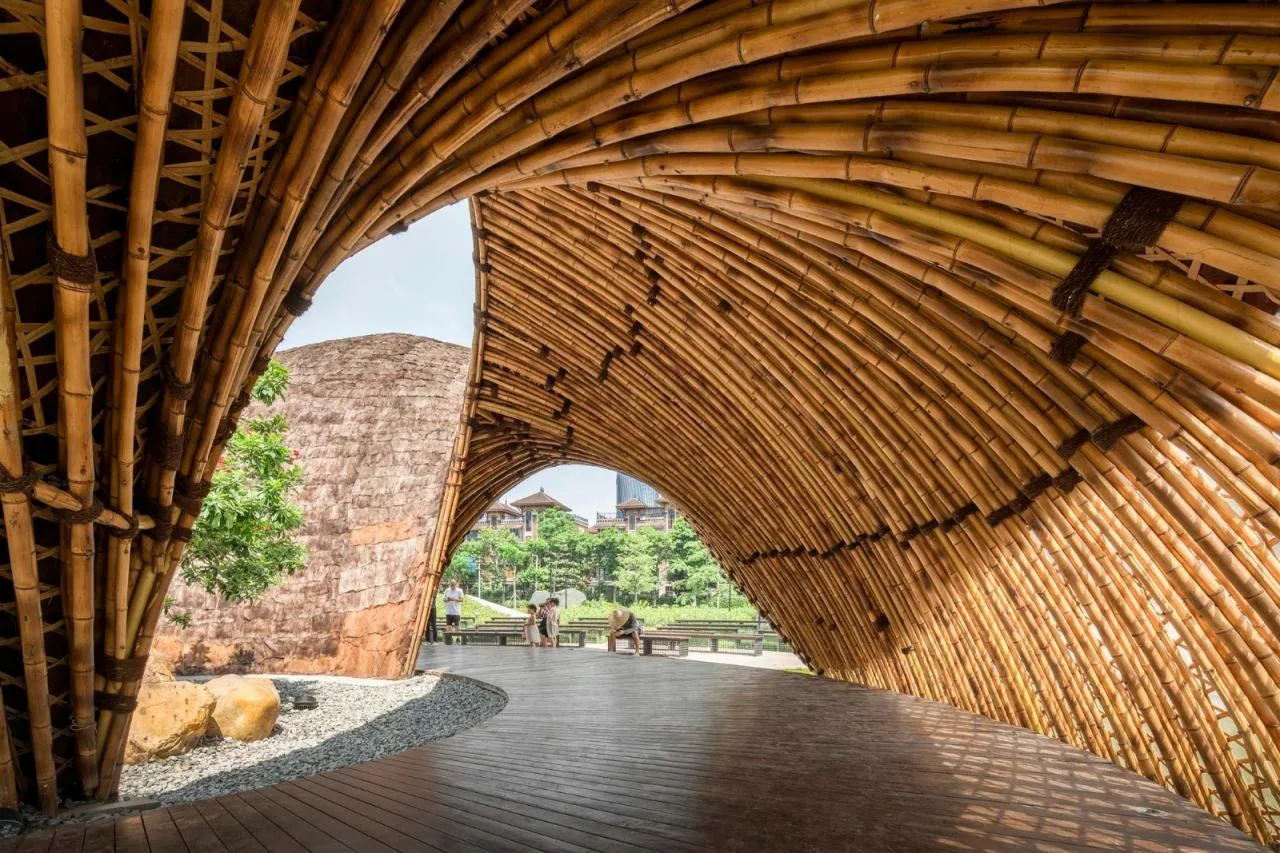 BIM Architecture | Huahai Bamboo Pavilion, City Park acupuncture and moxibustion Renewal/Vertical Beam Club+School of Architecture of South China University of Technology