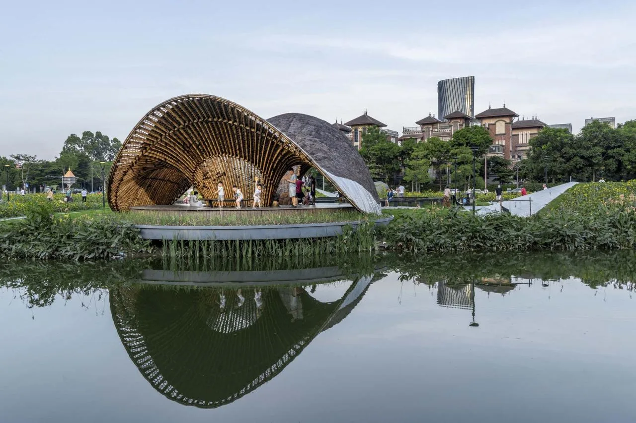BIM Architecture | Huahai Bamboo Pavilion, City Park acupuncture and moxibustion Renewal/Vertical Beam Club+School of Architecture of South China University of Technology