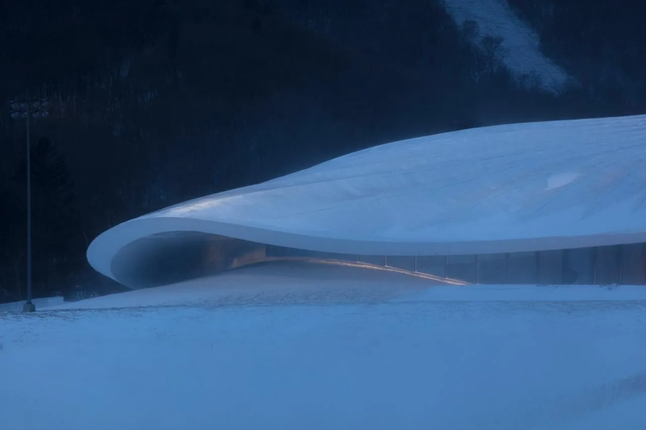 BIM architecture | Tent under the snow capped mountains | MAD design permanent venue for Yabuli Entrepreneur Forum completed