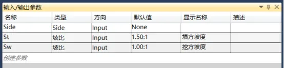 Creating Input and Output Parameters for Filling and Excavating Slope