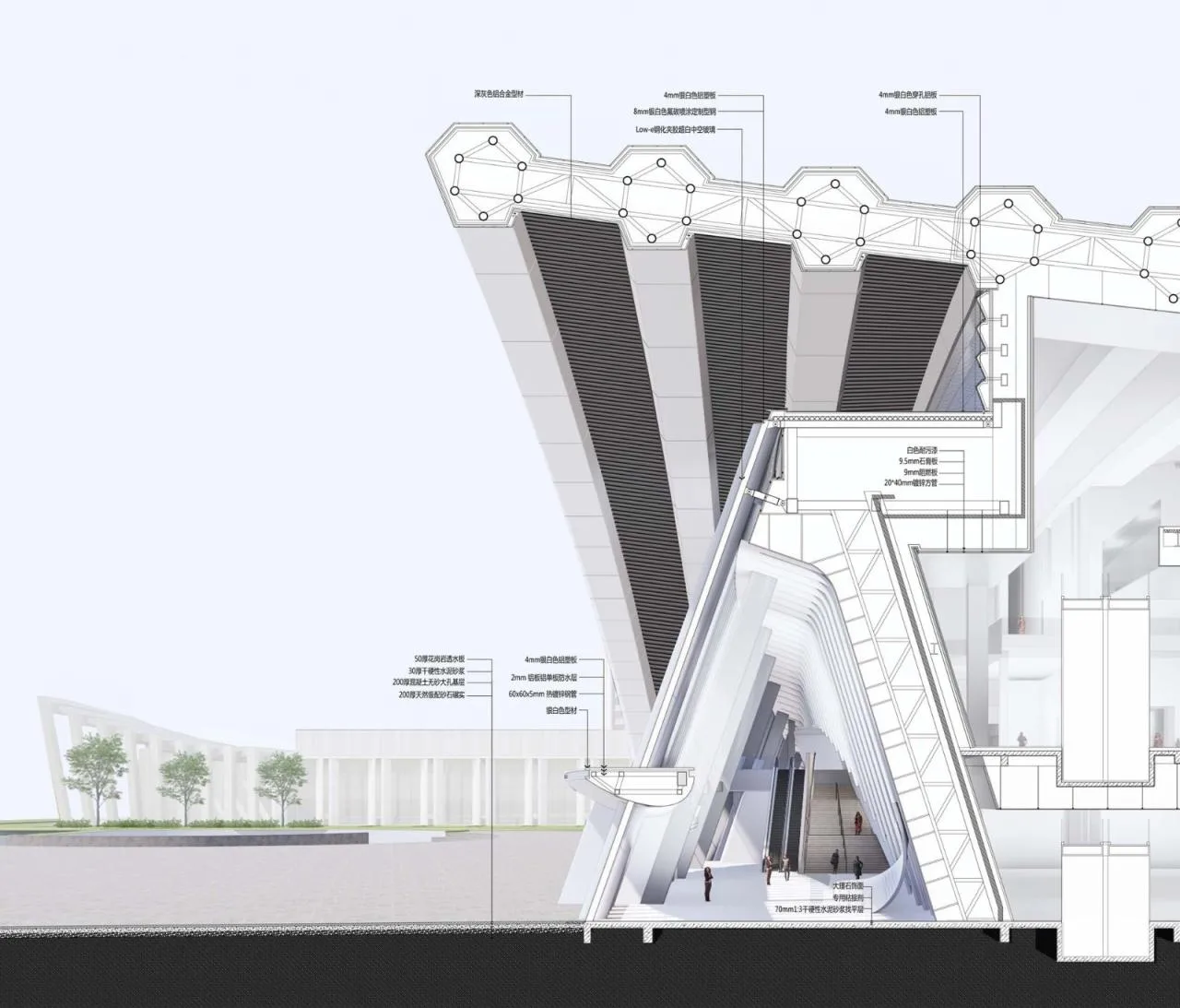 BIM Architecture | China Yellow Sea Wetland Museum/Shanghai Urban Construction Architectural Design Firm - Sectional perspective view