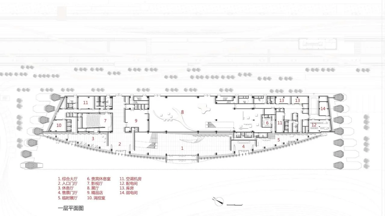 BIM Architecture | China Yellow Sea Wetland Museum/Shanghai Urban Construction Architectural Design Firm - First floor plan