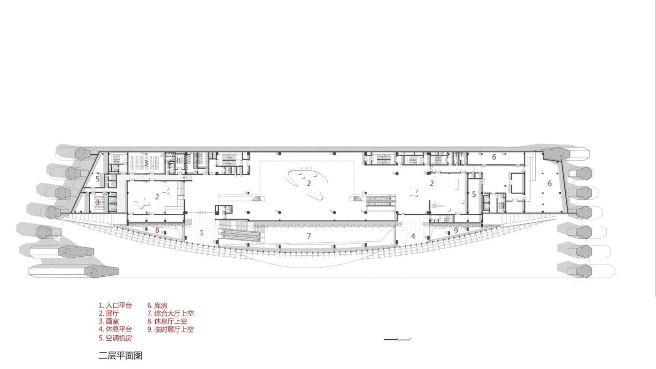 BIM Architecture | China Yellow Sea Wetland Museum/Shanghai Urban Construction Architectural Design Firm - Second floor plan