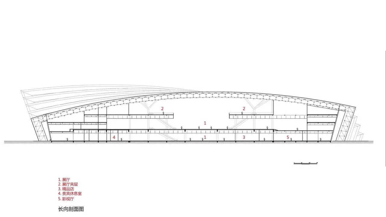 BIM Architecture | China Yellow Sea Wetland Museum/Shanghai Urban Construction Architectural Design Firm - Longitudinal section diagram