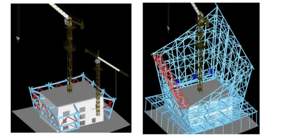 Construction simulation of crown steel structure