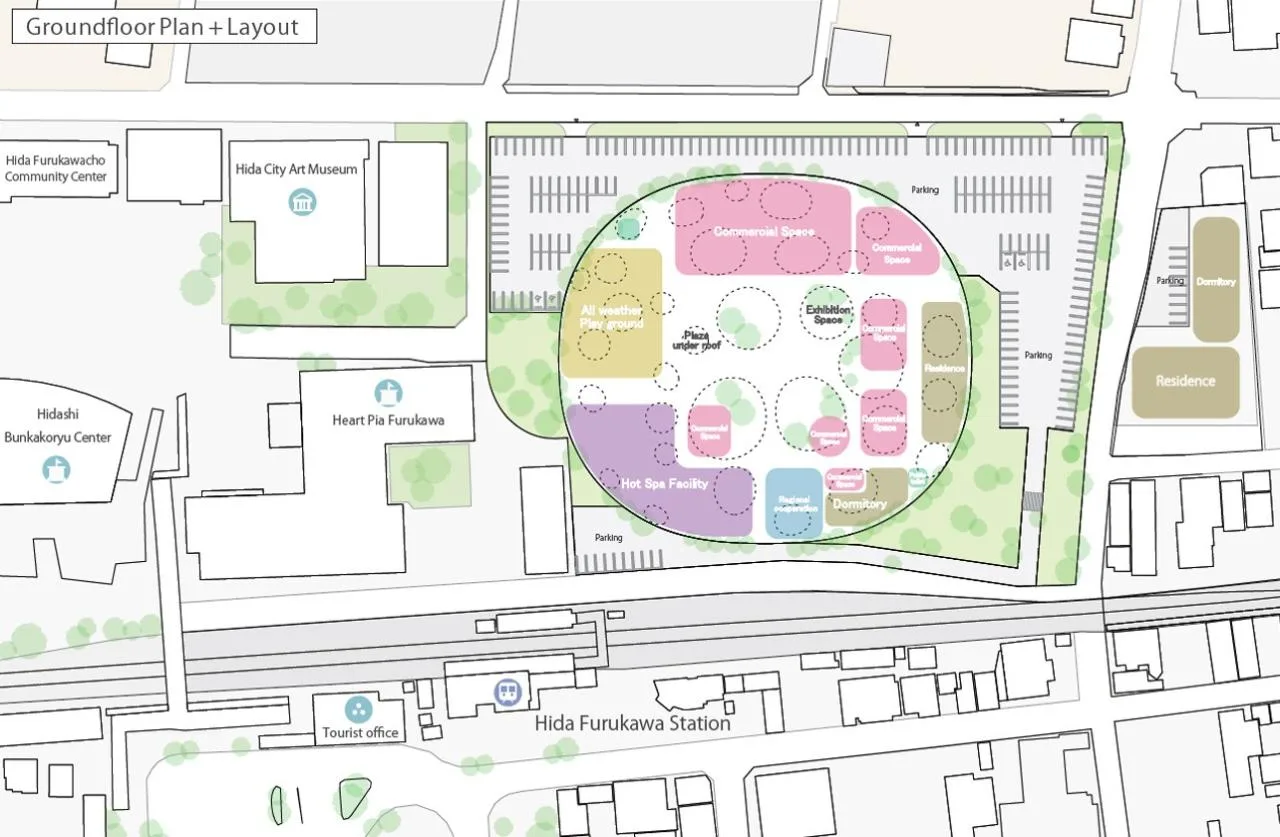 BIM Architecture | Design Proposal for the East Center of Hida Furukawa Station in Japan/Takuma Fujimoto Architectural Firm