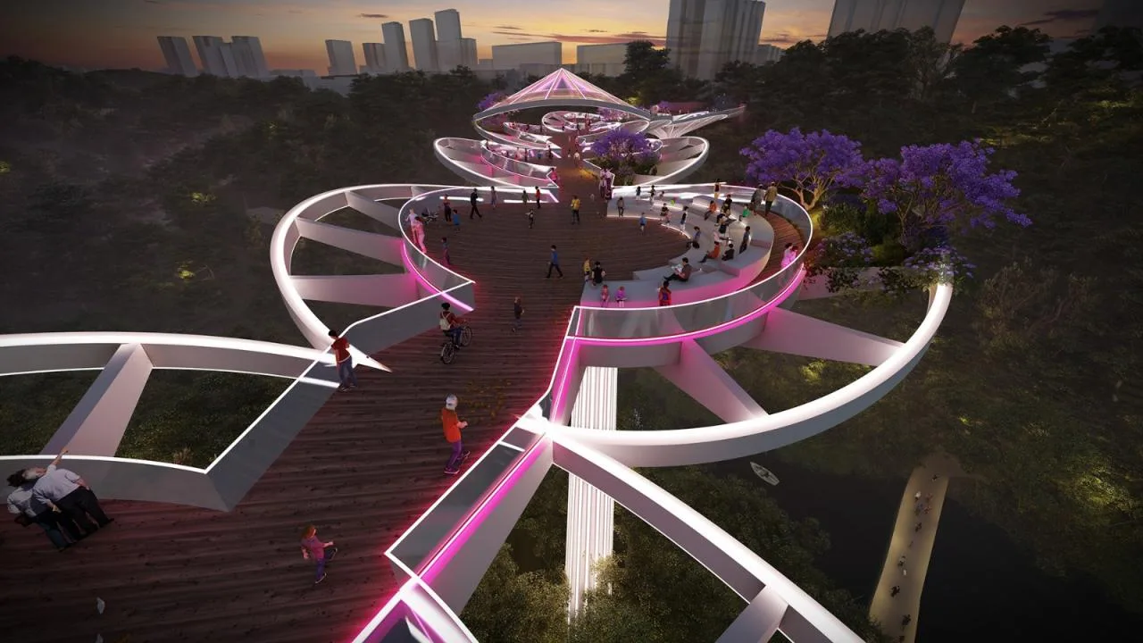 BIM Architecture | Southwest University Pedestrian Landscape Bridge Project in Beibei District, Chongqing/Lin Cong Architectural Design Studio