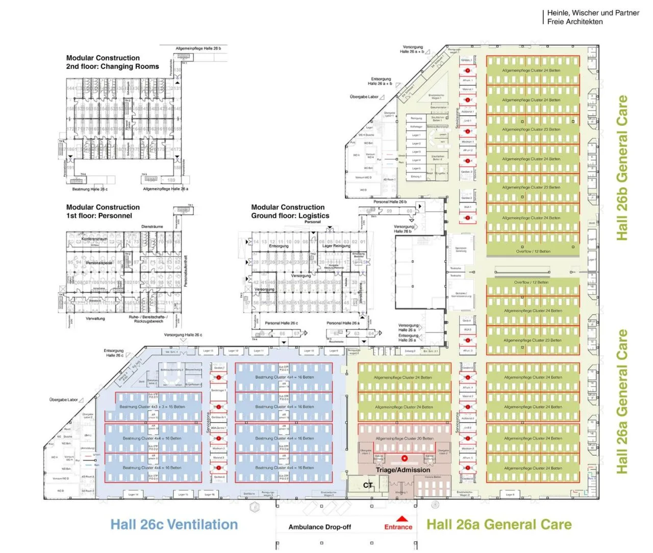 BIM Building | Berlin novel coronavirus Treatment Center, Exhibition Center Fangcang Hospital/Heinle, Wischer und Partner