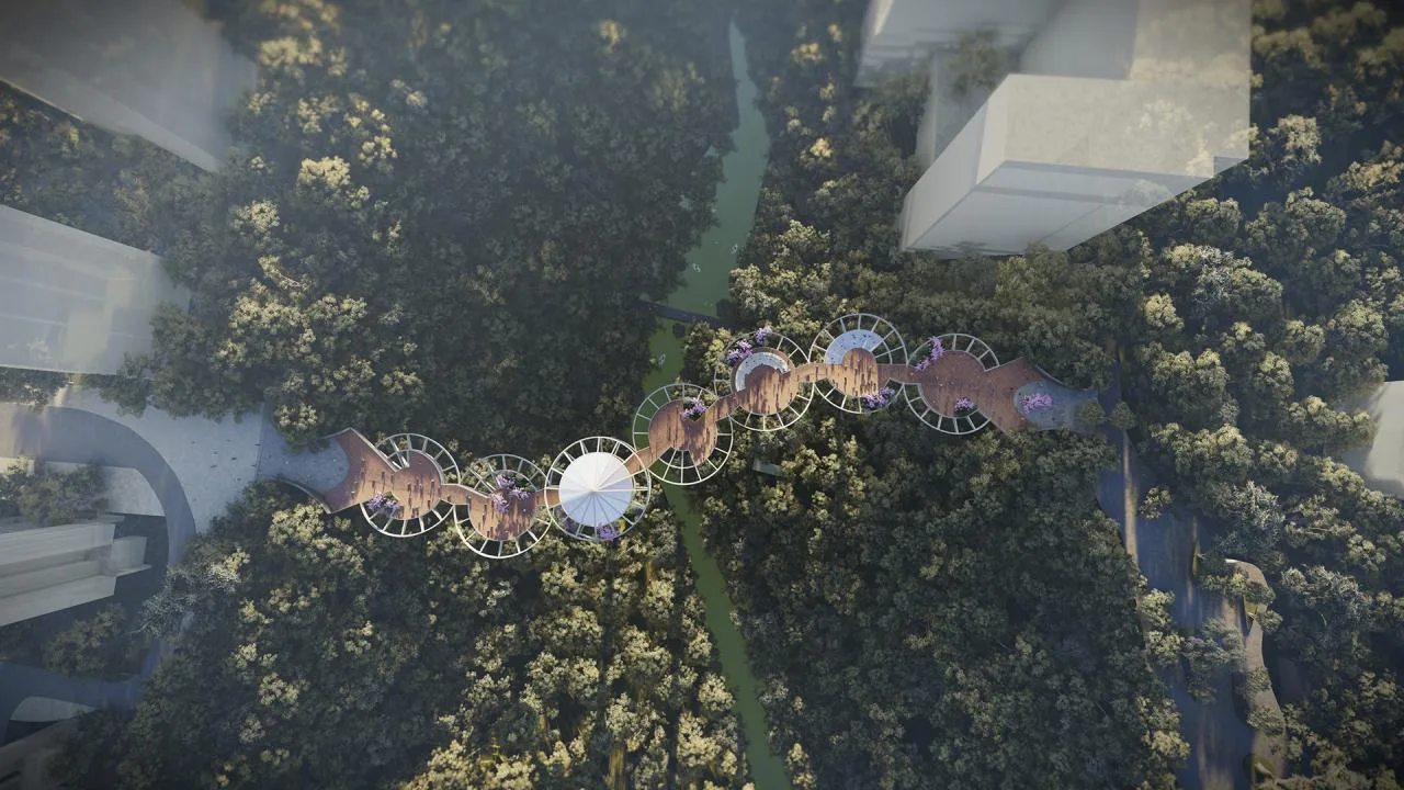 BIM Architecture | Southwest University Pedestrian Landscape Bridge Project in Beibei District, Chongqing/Lin Cong Architectural Design Studio