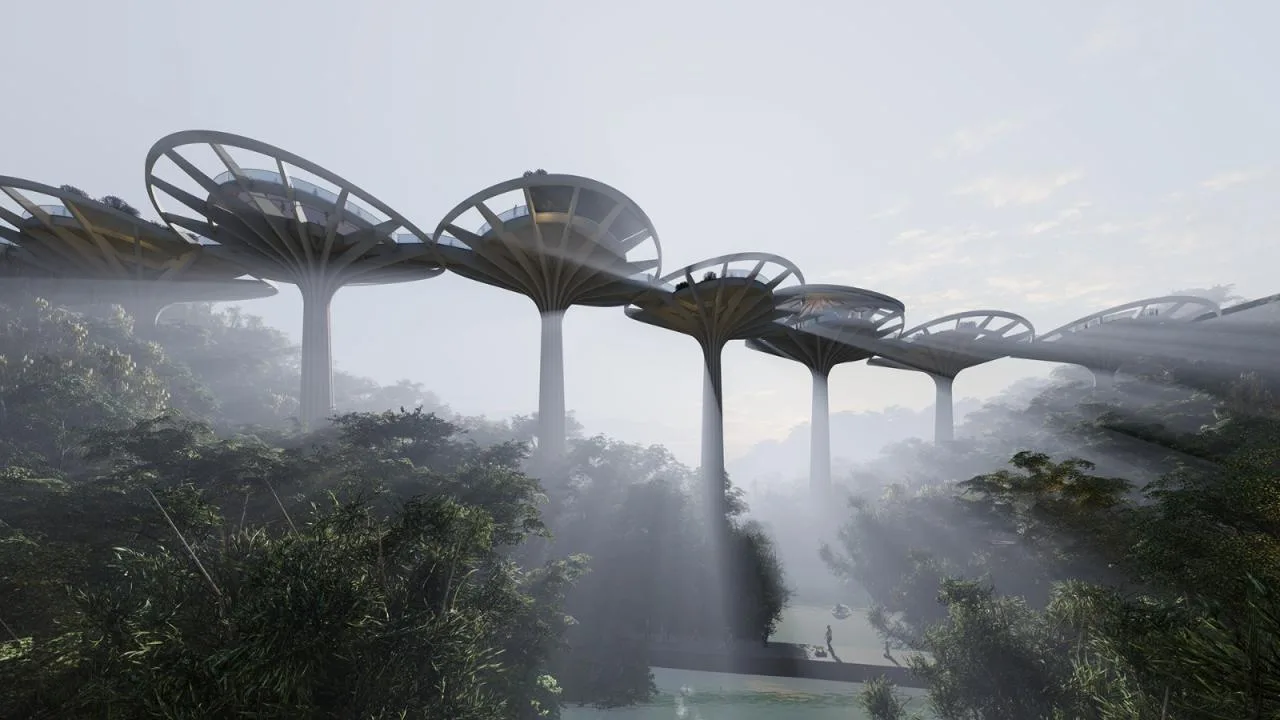 BIM Architecture | Southwest University Pedestrian Landscape Bridge Project in Beibei District, Chongqing/Lin Cong Architectural Design Studio