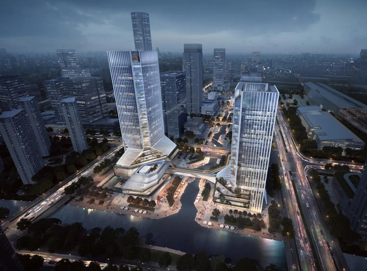 BIM Architecture | GEN Solution | One Bridge, Two Views Across: Twin Towers of Suzhou High Speed Rail New City
