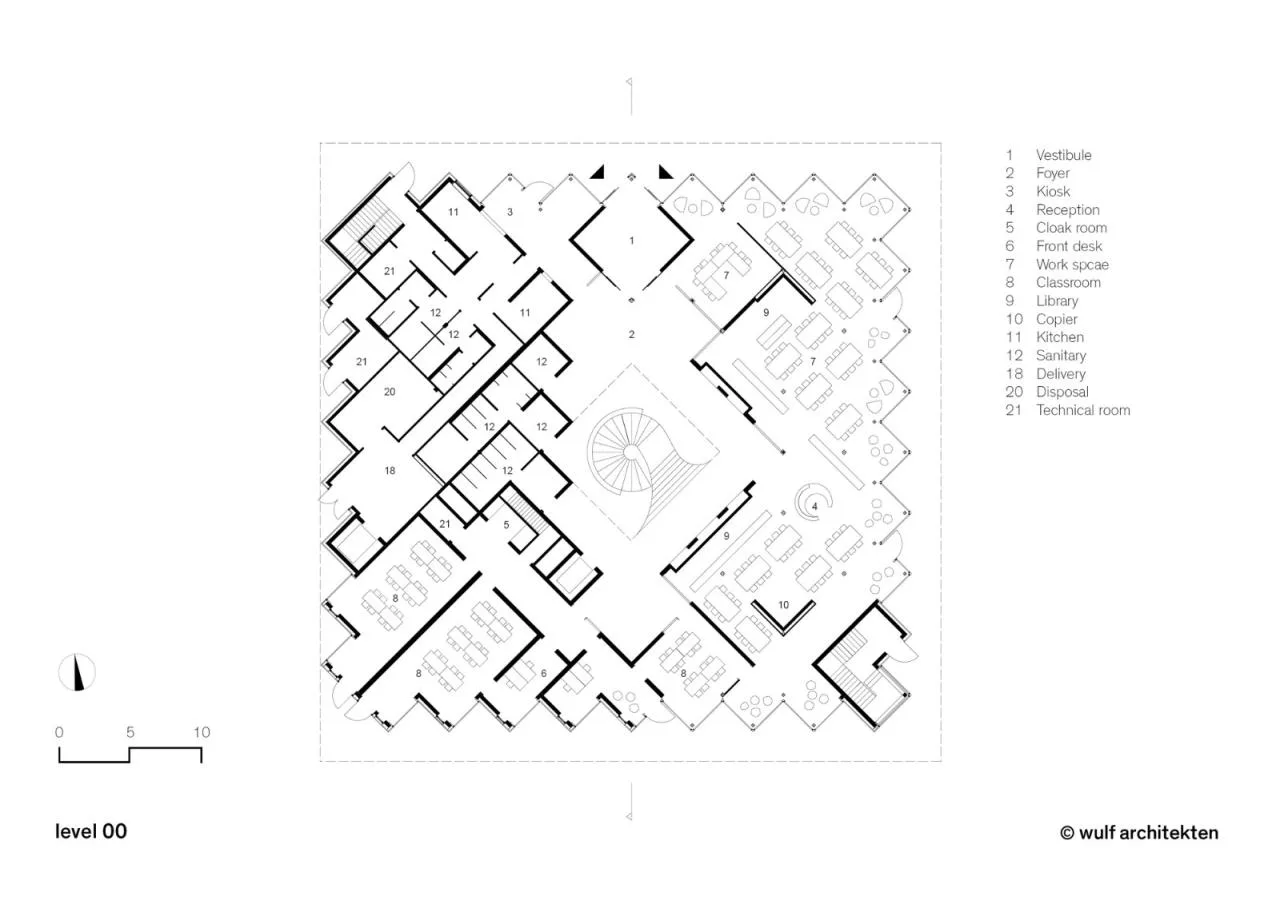 BIM Architecture | Rotating 45 Degrees, Campus Cafeteria and Media Center/wulf Architekten