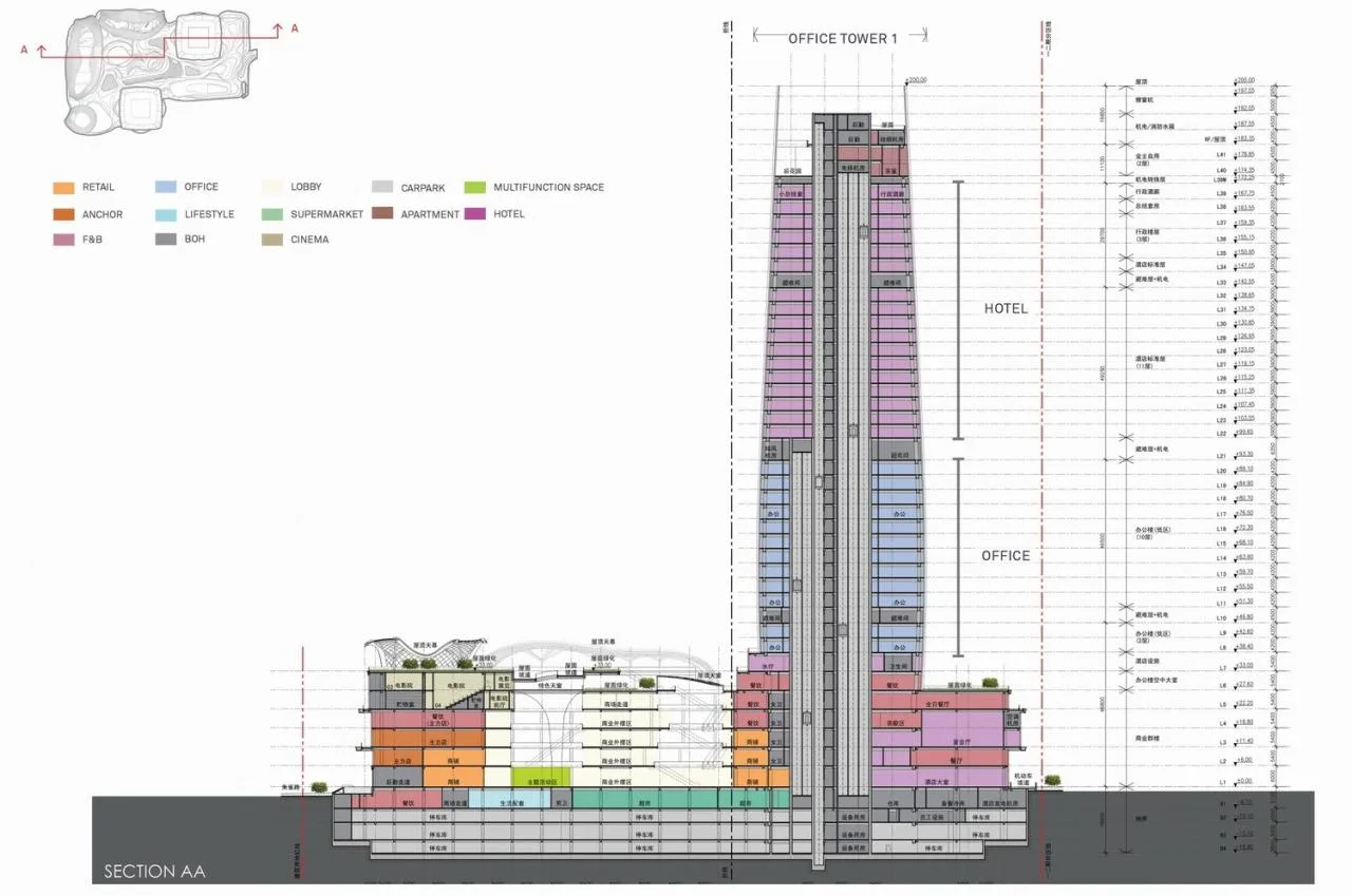 BIM Architecture | Xi'an Nanfei Hongle Hui Center, Urban Ecological Commercial Complex/Aedas