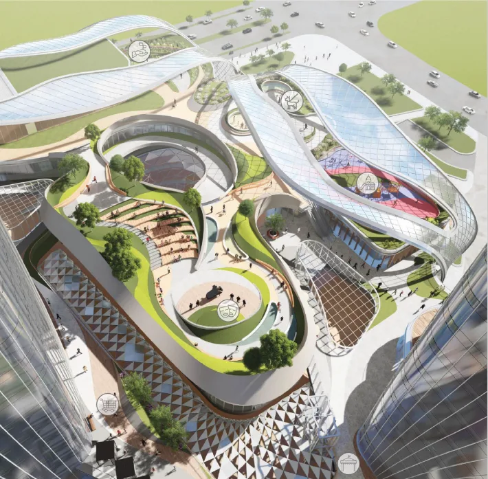 BIM Architecture | Xi'an Nanfei Hongle Hui Center, Urban Ecological Commercial Complex/Aedas
