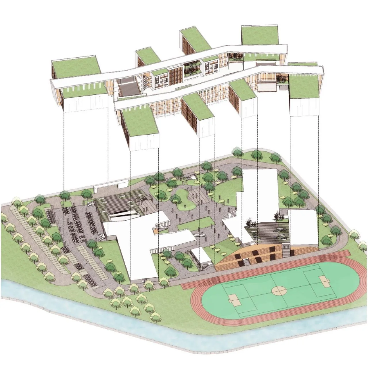 BIM Architecture | Open Education Landscape - Ningbo Vanke Panhuo Experimental Middle School/UA You'an Design