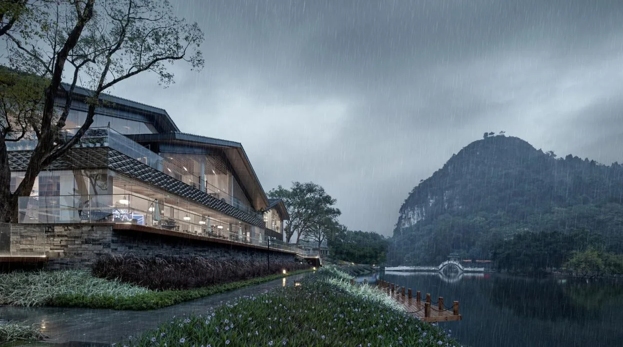 BIM Architecture | Creating 'Negative Space' between Mountains and Rivers - Tashan Guild Hall/UA You'an Design for Lijiang Cultural Tourism Resort