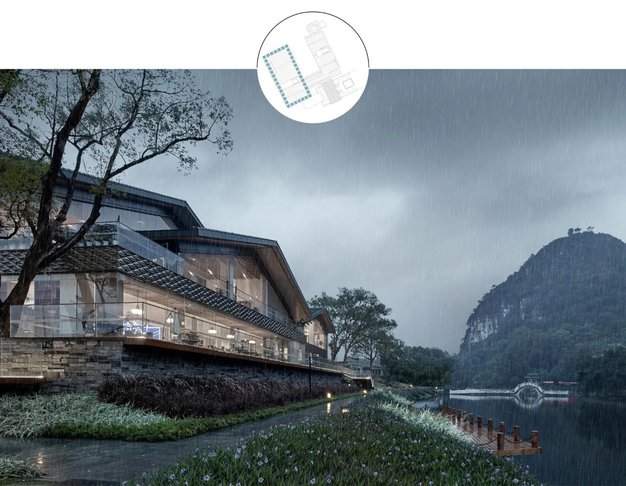 BIM Architecture | Creating 'Negative Space' between Mountains and Rivers - Tashan Guild Hall/UA You'an Design for Lijiang Cultural Tourism Resort