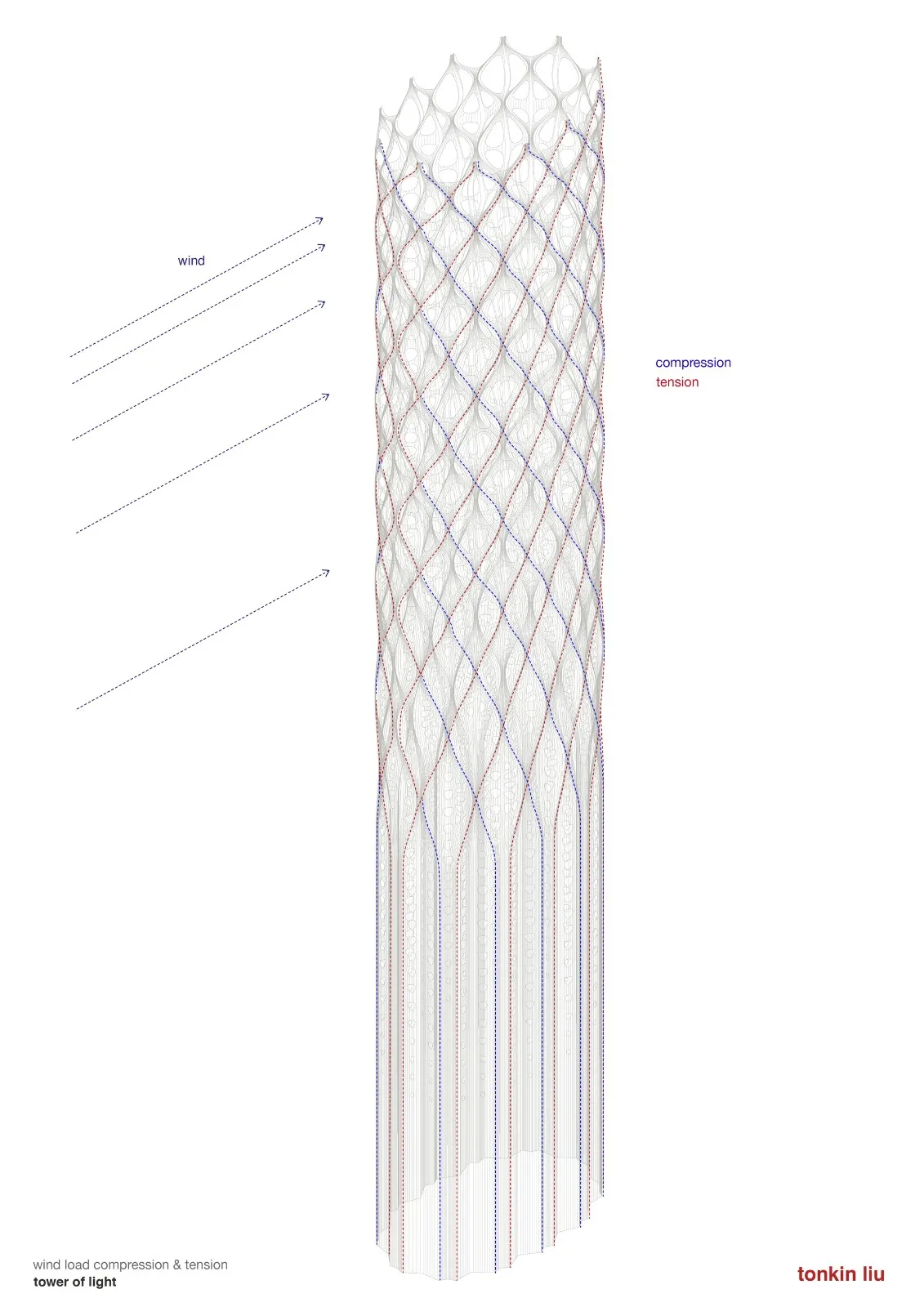 Wind Load Diagram - BIM Architecture | Structural Innovation: 'Shell Hollow' Tower of Light and Wall of Energy/Tonkin Liu