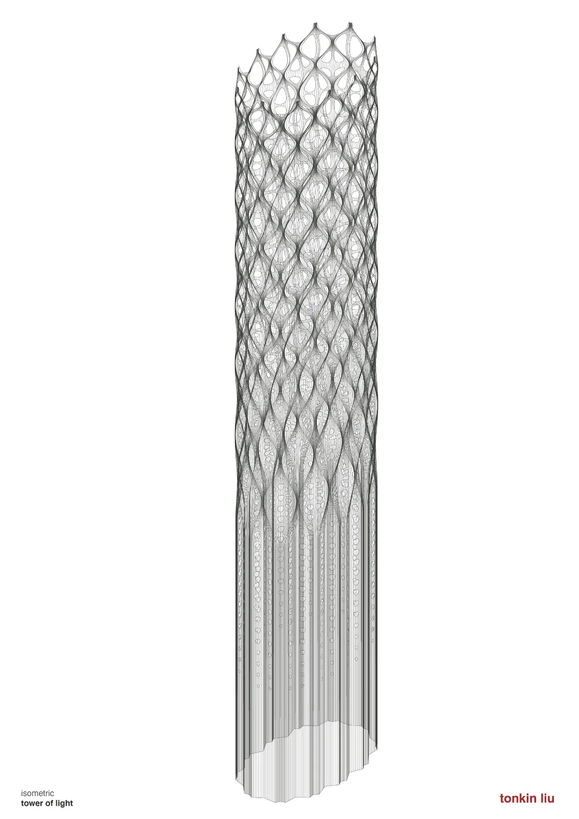 Isometric diagram - BIM Architecture | Structural Innovation: 'Shell Hollow' Tower of Light and Wall of Energy/Tonkin Liu