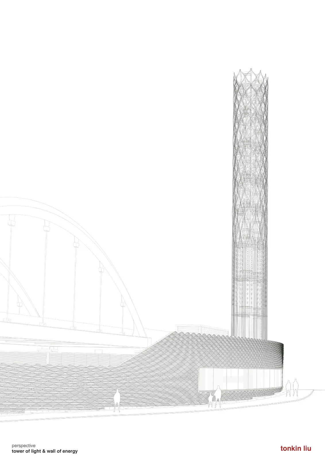 Perspective view - BIM Architecture | Structural Innovation: 'Shell Hollow' Tower of Light and Wall of Energy/Tonkin Liu