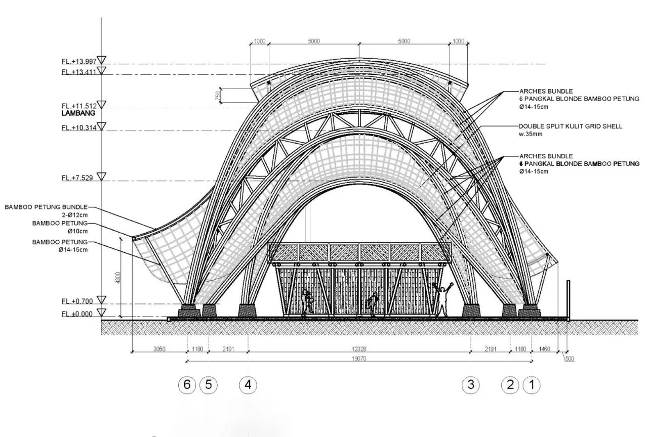 BIM Architecture | Minimum Structure Maximum Space, Bamboo Installation "Arc"/IBUKU